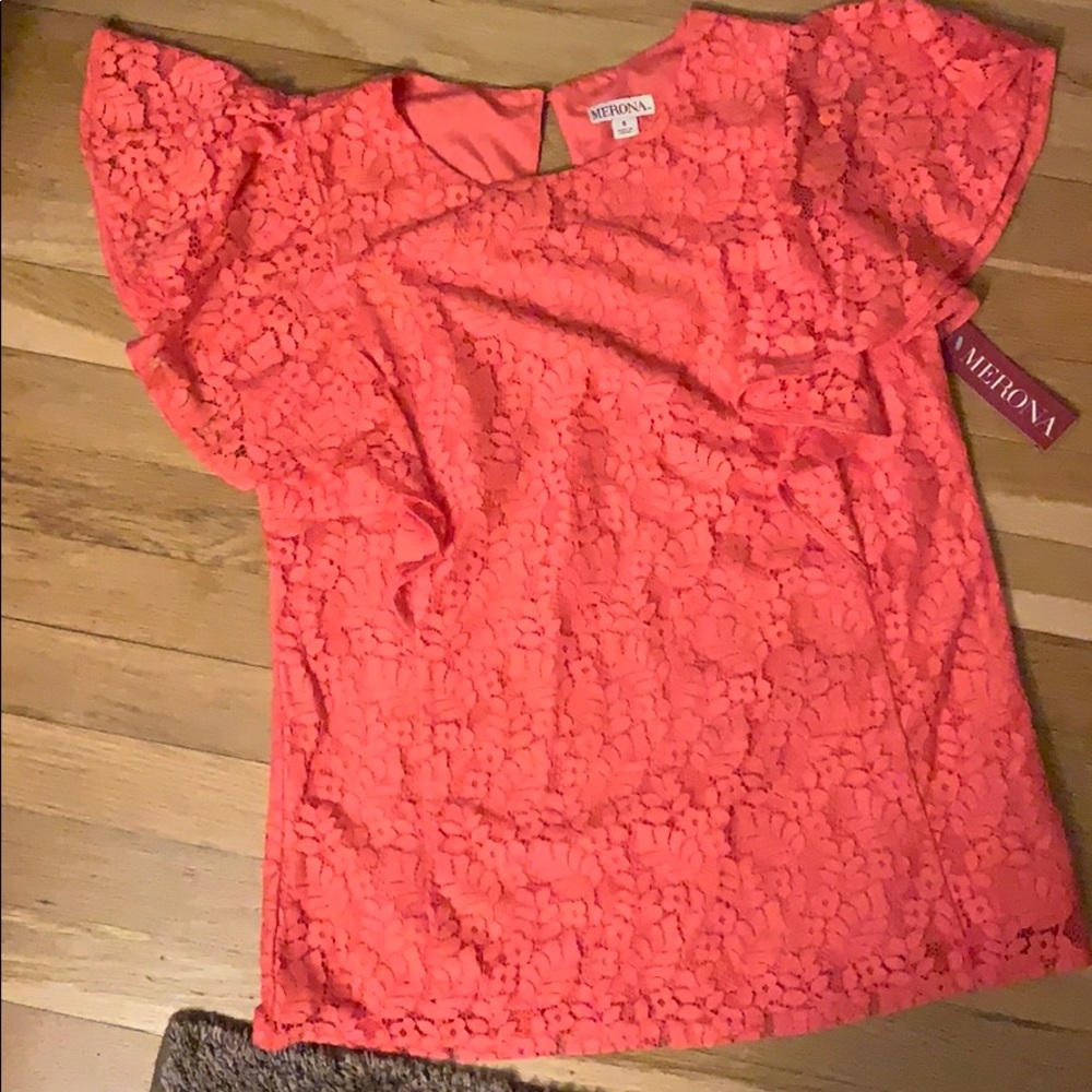 Merona coral lace top